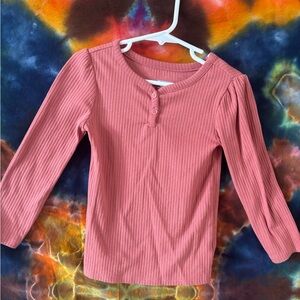 Pink Ribbed Kids Long Sleeve Top